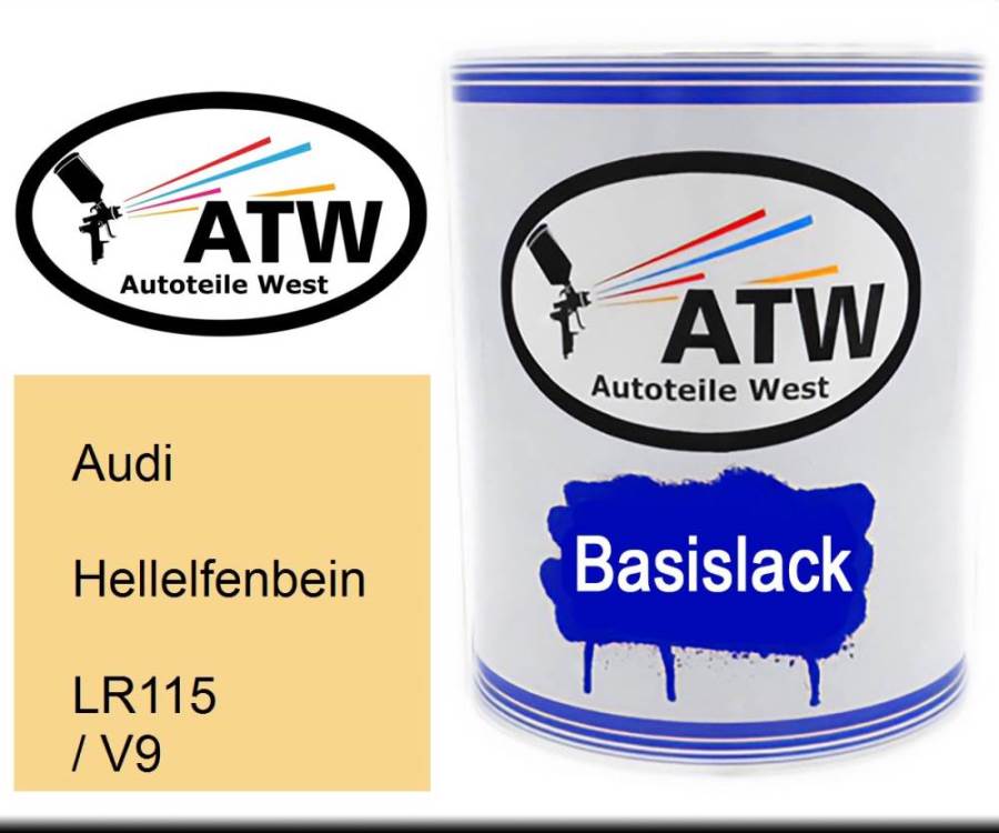 Audi, Hellelfenbein, LR115 / V9: 1L Lackdose, von ATW Autoteile West.